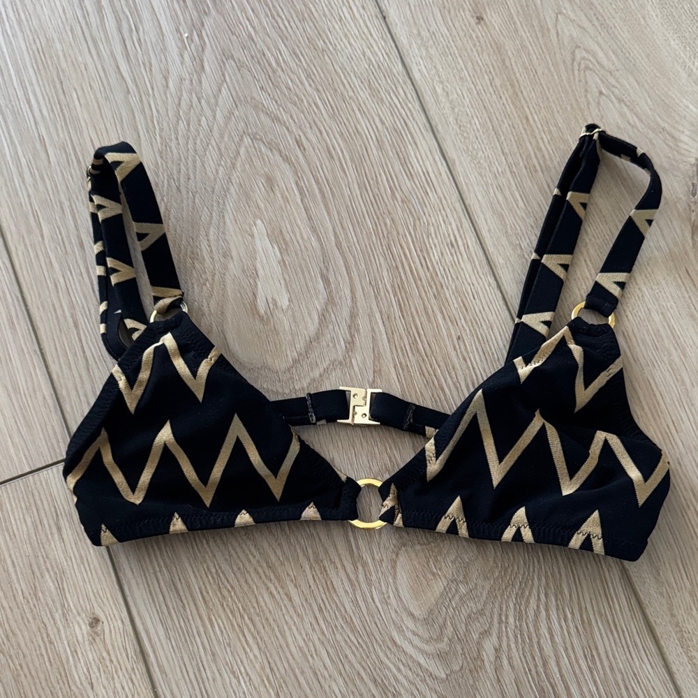 Melissa Odabash Black Evita Zigzag Bikini Top